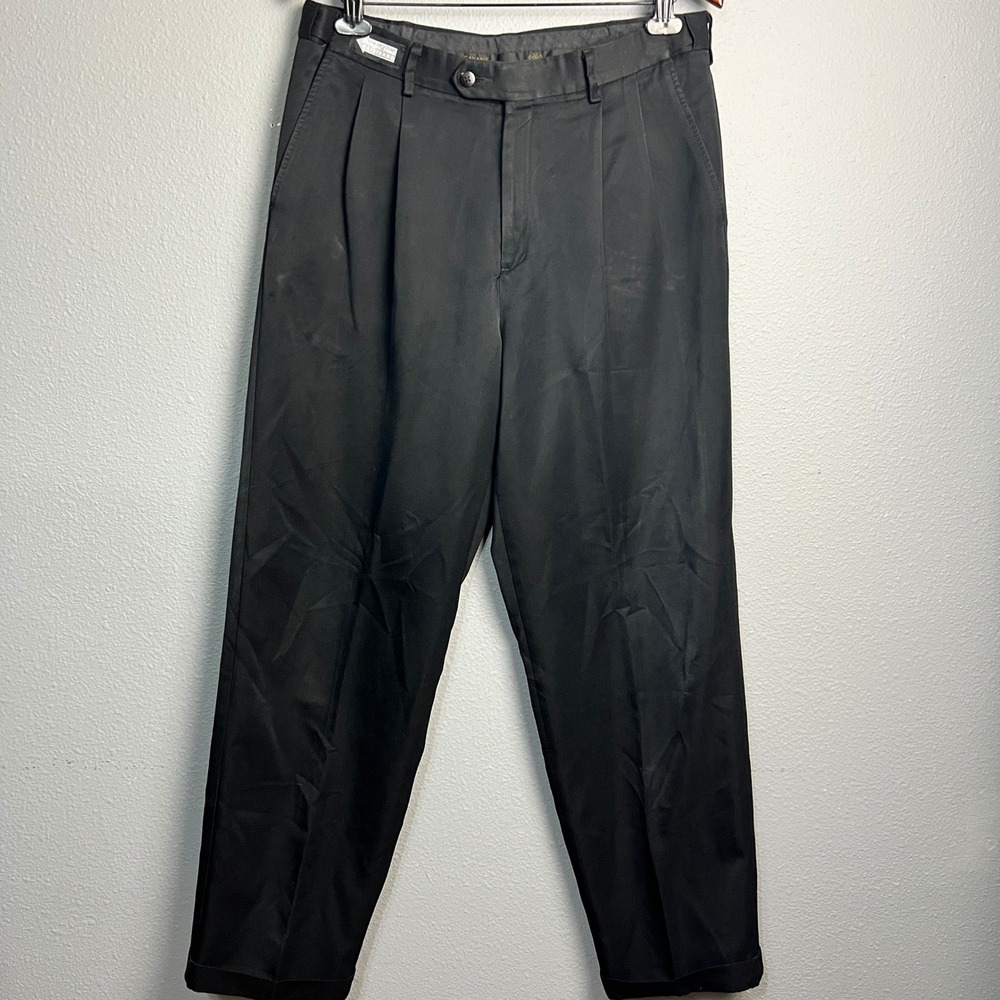 Savane Comfort Plus Dress Pants Cuffed Hem Pleated Cool Dry Comfortable 33x32